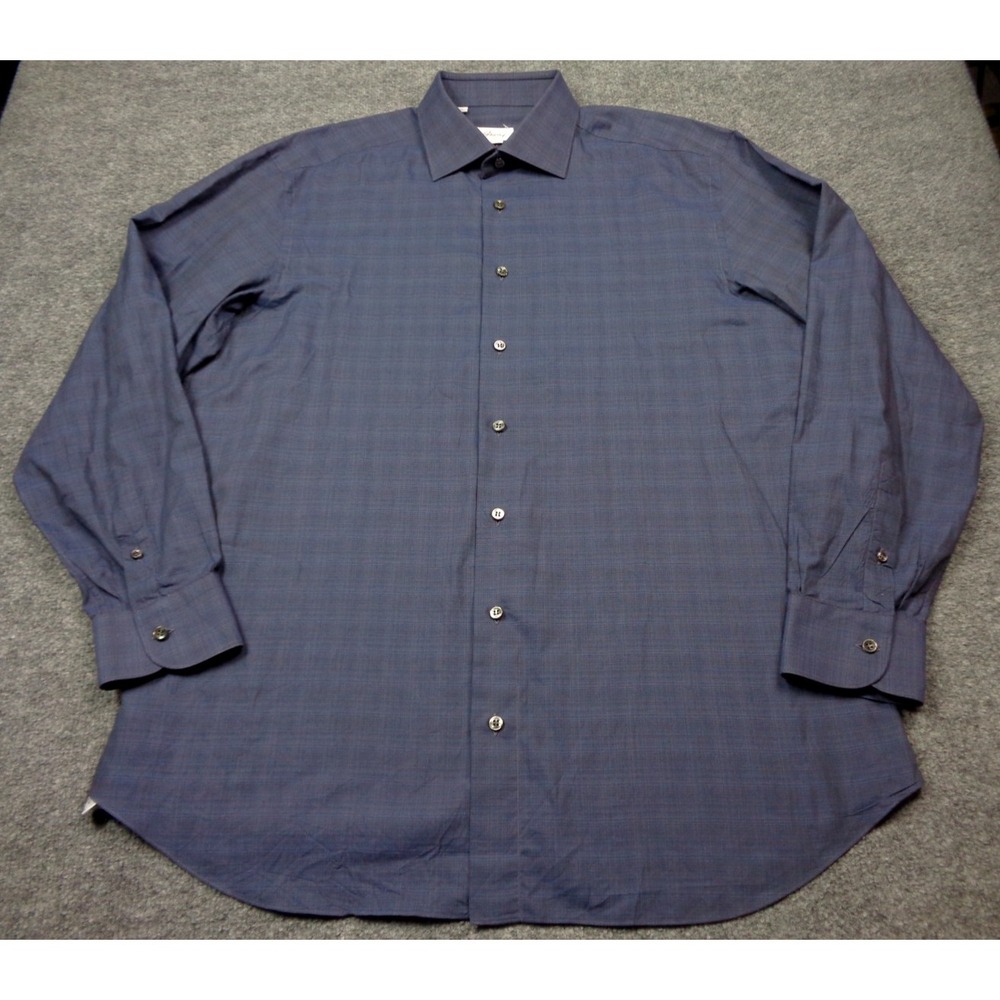 Brioni Ventiquattro Shirt Mens 17 1/2" 44 Neck Blue Long Sleeve Made in Italy - Picture 3 of 13
